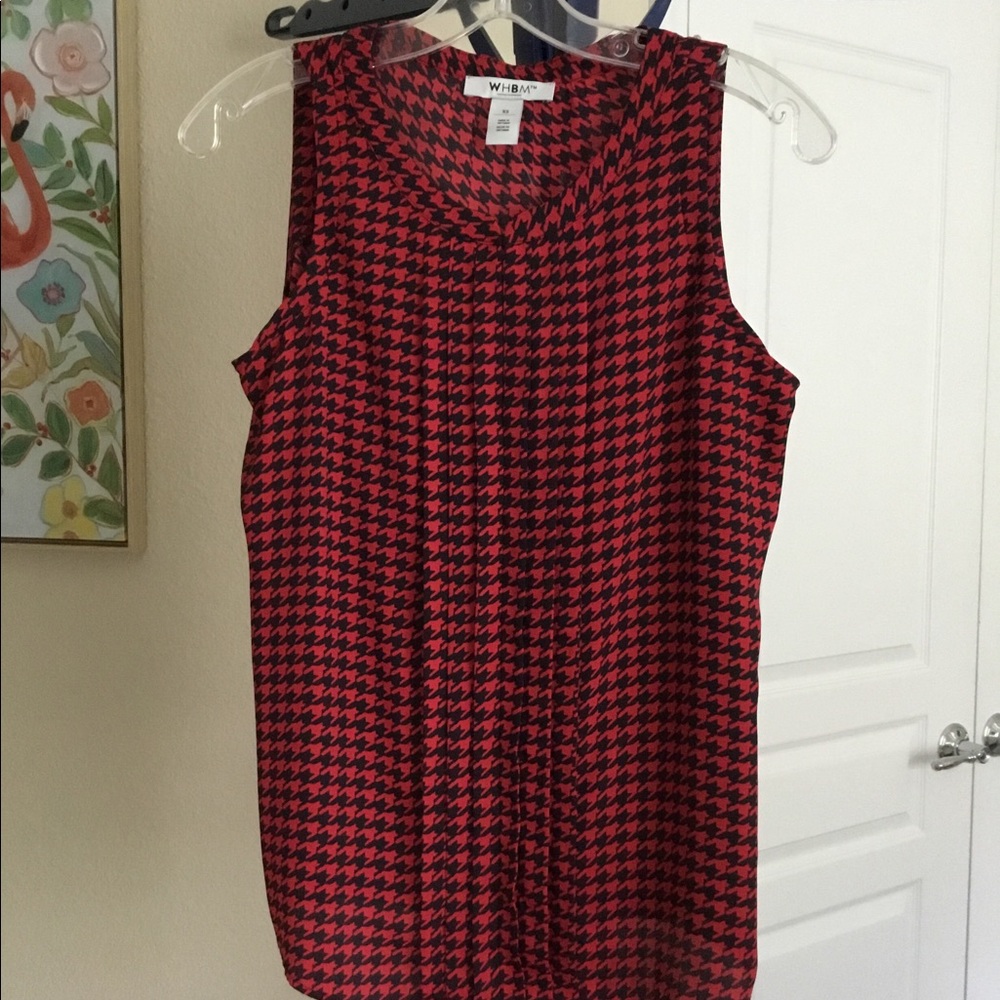 WHBM Outlet Black-Red Sleeveless Blouse